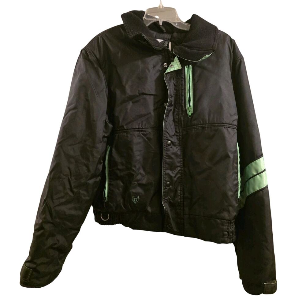 Vtg 80’s Midwest Fox Snowmobile Coat Men’s L Retro USA Made Green Black Winter